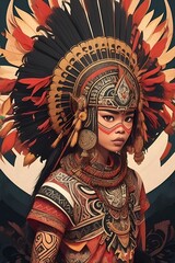 Illustration of a woman in traditional Dayaknese clothing