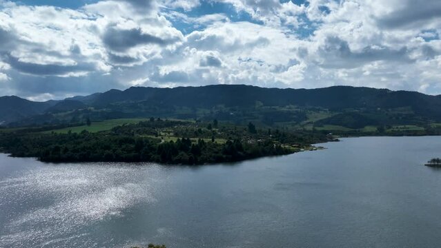 Drone video of Neusa Lake in Colombia
