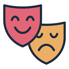 Theater Mask or Drama filled line icon