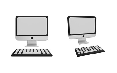 computer 3d, back to school 3d render, transparent background, high quality render