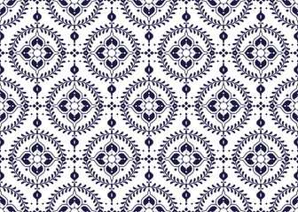 geometric and flower ethnic fabric pattern on blue background for cloth carpet wallpaper background wrapping etc.