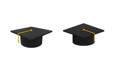 graduation hat 3d, back to school 3d render, transparent background, high quality render