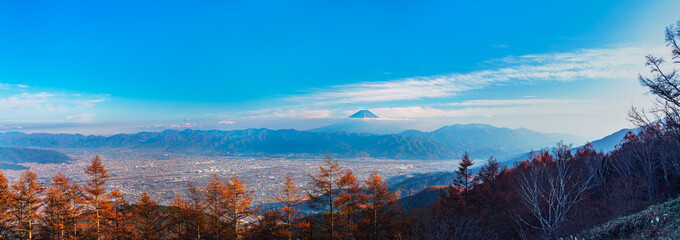甘利山より富士山の夕景を望む