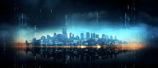 an image of a futuristic city at night
