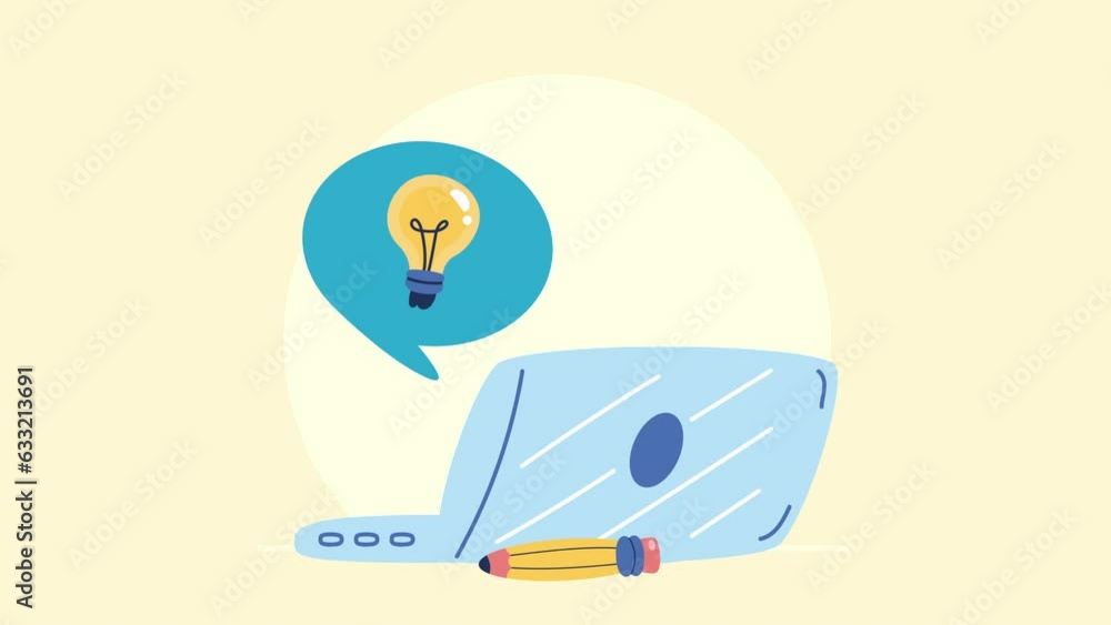 Poster laptop computer with speech bubble animation