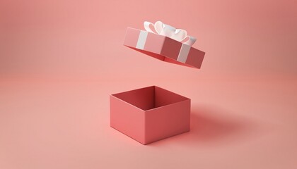 pink gift box with white ribbon, 3d pink gift box with a white ribbon