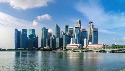 Obraz premium city skyline and clean sky, smart city skyline, A city skyline with clear skies and no visible pollution