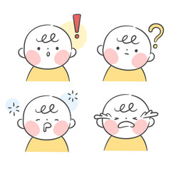 여러가지 표정의 아기 일러스트