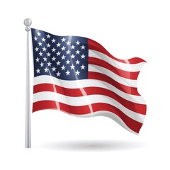 USA Flag isolated on white background, USA day