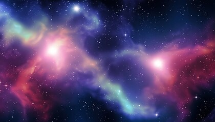 Space background with realistic nebula and shining stars. Colorful cosmos with stardust and milky way. Magic color galaxy. Infinite universe and starry night. Vector illustration
