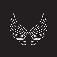 Set of dark wings symbols. Wings identifications. Assortment wings identifications. Vector representation.