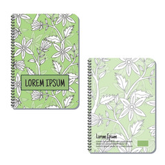 Cover page templates. flowers and leaves pattern layouts. Applicable for notebooks and journals, planners, brochures, books, catalogs etc. Repeat patterns and masks used, able to resize.