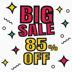Sale discount icon. Special offer BIG Sale price signs, Discount 85% OFF