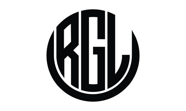 RGL shield in circle logo design vector template. lettermrk, wordmark, monogram symbol on white background.	