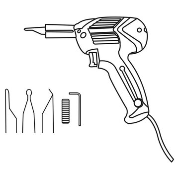 black and white soldering iron and tools clip art preview