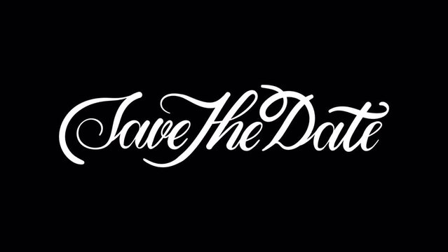 save the date, text animation with liquid trail, wedding tittle, 4k video animation
