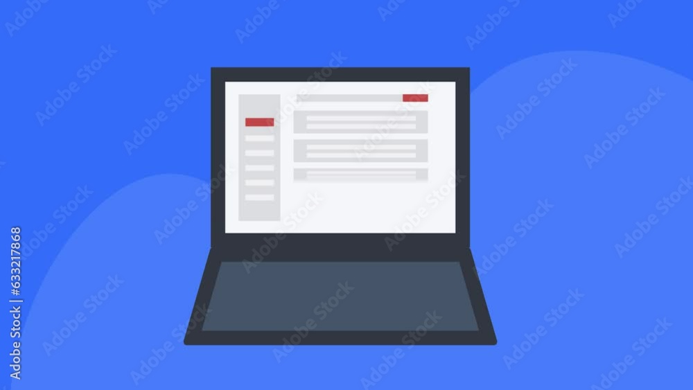 Poster receiving online message on email web interface inbox, on laptop screen, opening virtual envelope ta