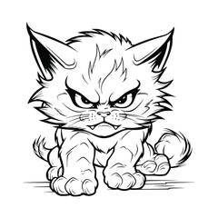 Angry Cat Coloring Pages for Kids