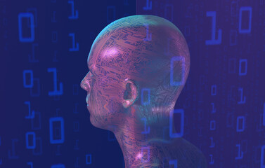 人工知能搭載の男性アンドロイドの3Dイラスト
