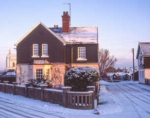 Winter Snow in the Village of Thorpeness - 633219896