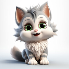 Fototapeta premium Cute cat cartoon on a white background