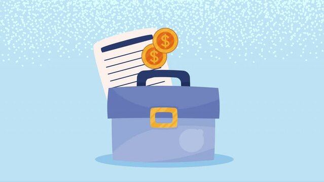 golden coins dollars with portfolio animation