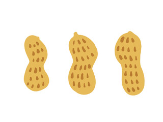 かわいい殻付きピーナッツ／手描きイラストセット