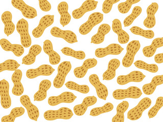 かわいい殻付きピーナッツのテキスタイル／手描きイラストセット