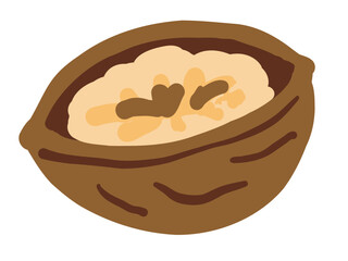 かわいい殻入りクルミ／手描きイラスト素材