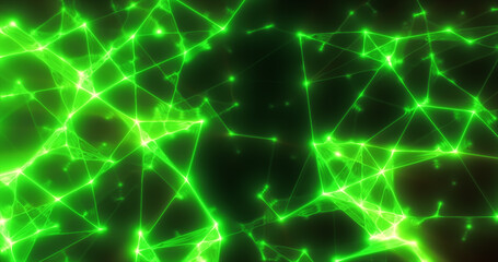 Abstract green plexus lines triangles energy magical background