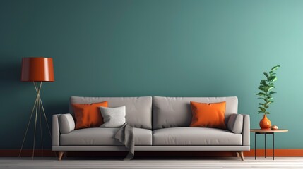 Minimalist clean sofa, with a background on the wall with randon rgb volumetric design, 8k, qhd, sofa interior design,