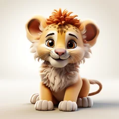 Cute lion cartoon on white background