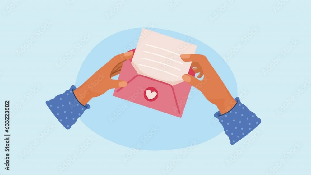 Poster hands with envelope mail animation