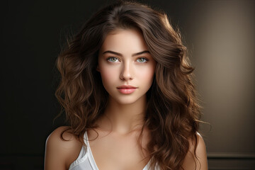 Fototapeta premium photograph of A women portrait, Beautiful young caucasian woman with clean fresh skin