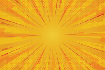 Comic Cartoon Book Background Halftone Pattern & Trendy Style in Sunburst.