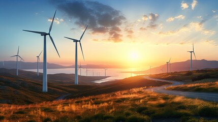 Golden Hour Wind Farm Turbines