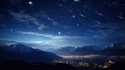 Fototapeta premium Shooting stars in the night sky, 8k, qhd,