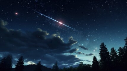 Obraz na płótnie Canvas Shooting stars in the night sky, 8k, qhd,
