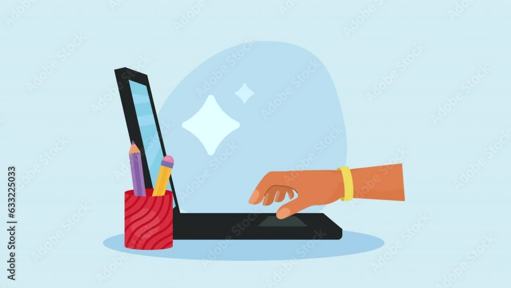 Poster laptop computer portable device animation