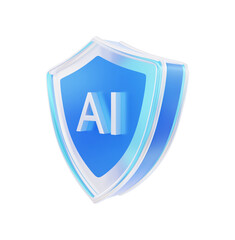 Artificial intelligence shield 3d  illustration