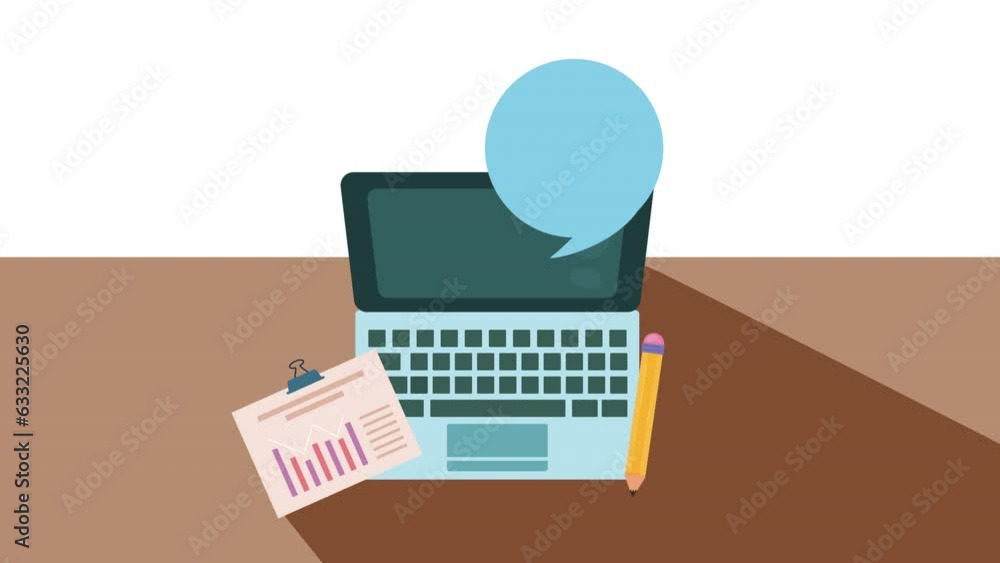 Poster laptop computer portable device animation