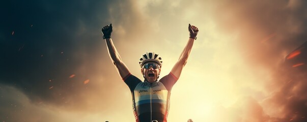 Cyclist Celebrates