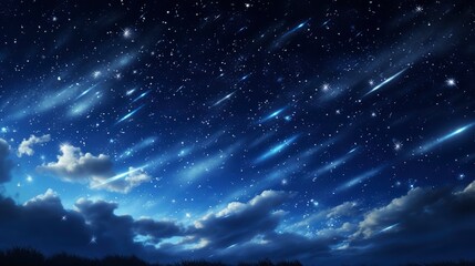 Fototapeta na wymiar Shooting stars in the night sky, 8k, qhd,