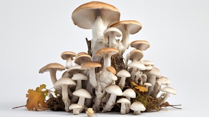 Encyclopaedia of a variety of musrooms in white backgound, ink illustration.