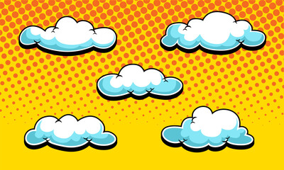 Set of cloud with pop art style