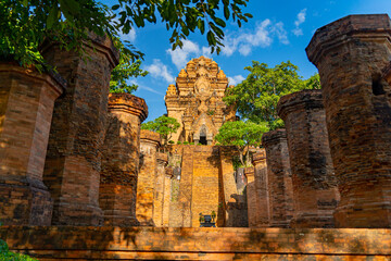 The Cham towers of PONAGAR. A temple complex in the city of Nha Trang in Vietnam. 