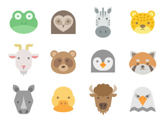シンプルな動物の顔　アイコンセット