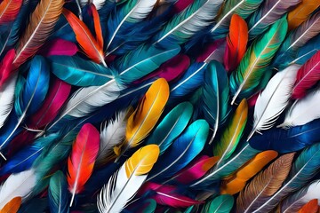 colorful feathers  with dew drops on colorful background 
Created using generative AI tools
