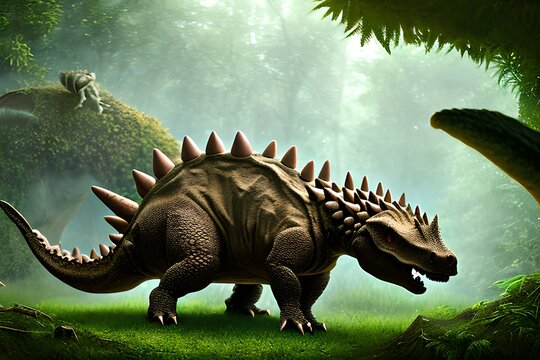Stegosaurus Dinosaur, Generative AI Illustration