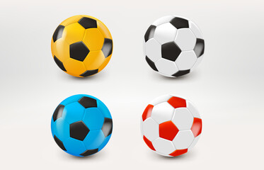 Color soccer ball icon with green check mark. 3d vector icon 
